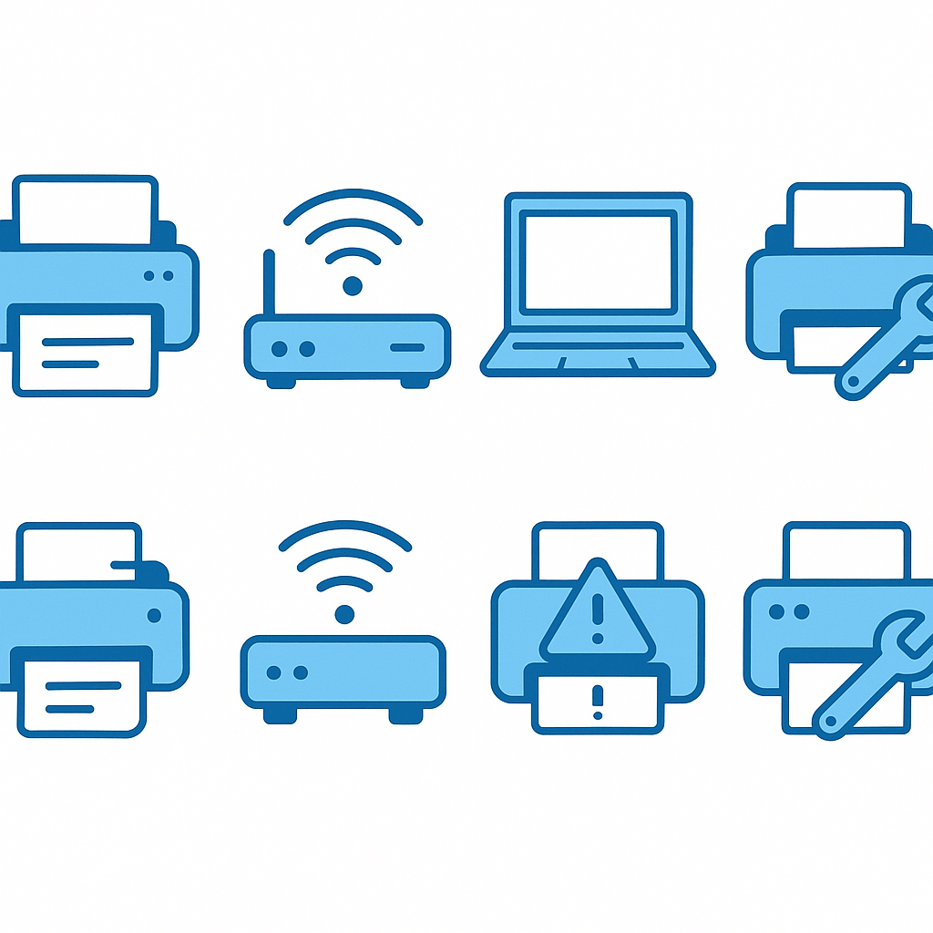 Group of tech icons together to represent the various Tech Troubleshooting Guides available